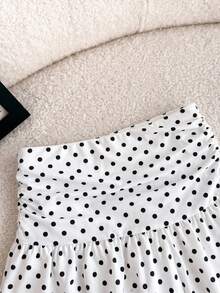 Chân váy mini chữ A xếp ly, chất liệu dệt kim màu trắng, kiểu dáng thường ngày, đa năng, thích hợp cho bé gái tuổi teen, đi nghỉ mát, phù hợp cho mọi mùa. - Đen và trắng - Xem 5