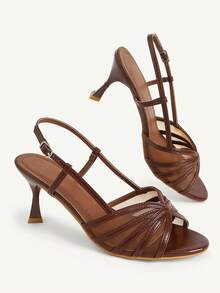 CUCCOO CHICEST Giày sandal cao gót mũi vuông dành cho nữ thời trang, gợi cảm, thanh lịch và xinh đẹp, đơn giản và trang nhã, phù hợp cho công sở, mặc hàng ngày, là lựa chọn lý tưởng cho mùa hè. - màu nâu - Xem 4