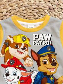 SHEIN | PAW Patrol 2pcs/Set Baby Boys' Casual Cartoon Character Graphic Print Loose Fit Round Neck Short Sleeve T-Shirt And Shorts Set, Classic Colorblock, Suitable For Spring & Summer - Multicolor - View 3
