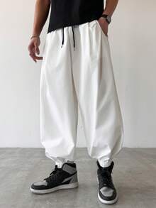 PAVTROS Men's Loose Casual Drawstring Waist Jogger Pants - White - View 5
