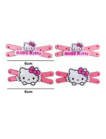 HELLO KITTY AND FRIENDS | SHEIN 4件組 Sanrio 波點粉色蝴蝶結鴨嘴夾 多功能瀏海邊緣夾 小眾頭飾 - 彩色 - 查看 9