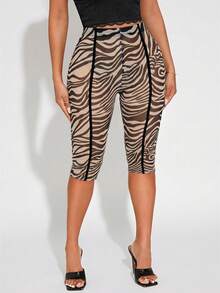 Radiana Quần legging lửng xuyên thấu gợi cảm họa tiết da báo, thích hợp cho mùa xuân/hè. - Nhiều màu - Xem 3
