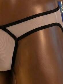 SHEIN DrisQ 男士对比色低腰三角性感内裤 - 黑與白 - 查看 3