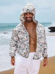 DAZY Multi-Color Floral Print Hooded Cover Up For Men, Spring/Summer Vacation - Multicolor - View 3