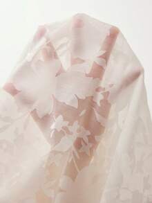 Zovinel Nueva blusa de verano de manga corta con cuello alto de organza y estampado jacquard, estilo francés - Blanco - Ver 9