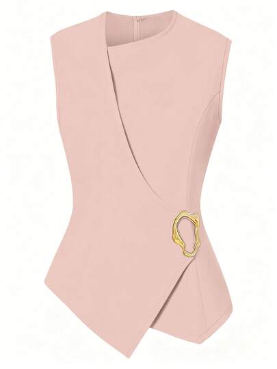 GlowEve CURVE Chaleco casual y versátil para uso diario con decoración de metal para mujer de talla grande