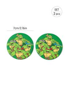 TEENAGE MUTANT NINJA TURTLES | SHEIN 2pc PU Leather Car Cup Holder Mat Set, Shockproof, Universal, Stylish Car Cup Holder Mat, Can Be Placed In Car Cup Holders, Car And Home Office Cup Mats,TMNT - A - View 6