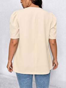 Elenzga Plus Size Women Solid Color Casual Minimalist Lightweight Blazer - Apricot - View 2