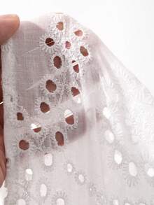 FRIFUL 女款時尚百搭度假鏤空刺繡蕾絲襯衫 夏季 - 白色 - 查看 3