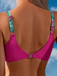 Swim Lushoire Women's Plant Print Casual Swimwear Set - Hot Pink - View 3