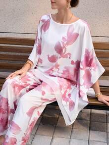 Lacomfia 女士印花圆领上衣和裤子休闲套装 - 彩色 - 查看 8