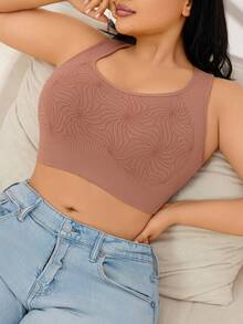 SHEIN 1 chiếc áo ngực thể thao không đường may dành cho nữ, cỡ lớn, thích hợp mặc ngoài. - Màu nâu  Mocha - Xem 3