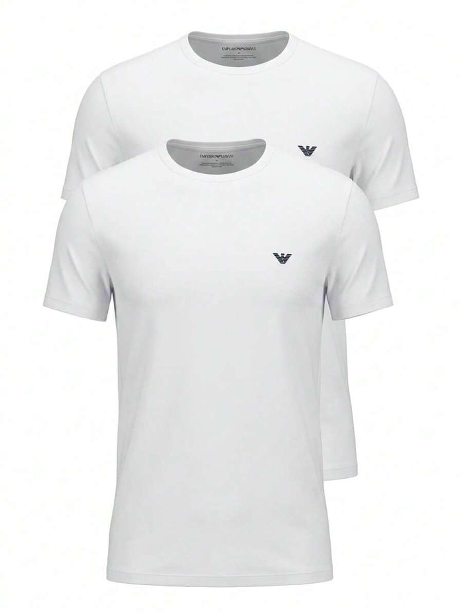 Armani 2 Pack Men's T-Shirts White - White/White Blu Logo - View 1