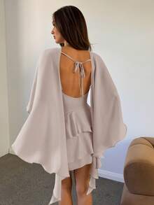 Aloruh Đầm slip màu hồng trơn mới dành cho nữ, kèm khăn choàng có thể tháo rời, kiểu dáng gợi cảm, dễ thương, cổ điển, lãng mạn, thích hợp cho buổi hẹn hò. - Bụi hồng - Xem 7