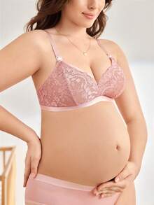 Moonlight&Mama Maternity Lace Nursing Bra Lingerie - Dusty Purple - View 2