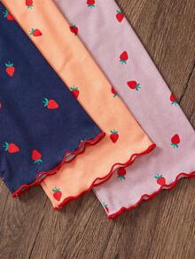 Softscene 3pcs Strawberry Print Camisole & Pants Pajama Set - Multicolor - View 6