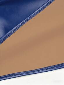 Sweetra Plus Size Women Slit Ruched PU Leather A-Line Mini Skirt, Bodycon Flattering - Royal Blue - View 6