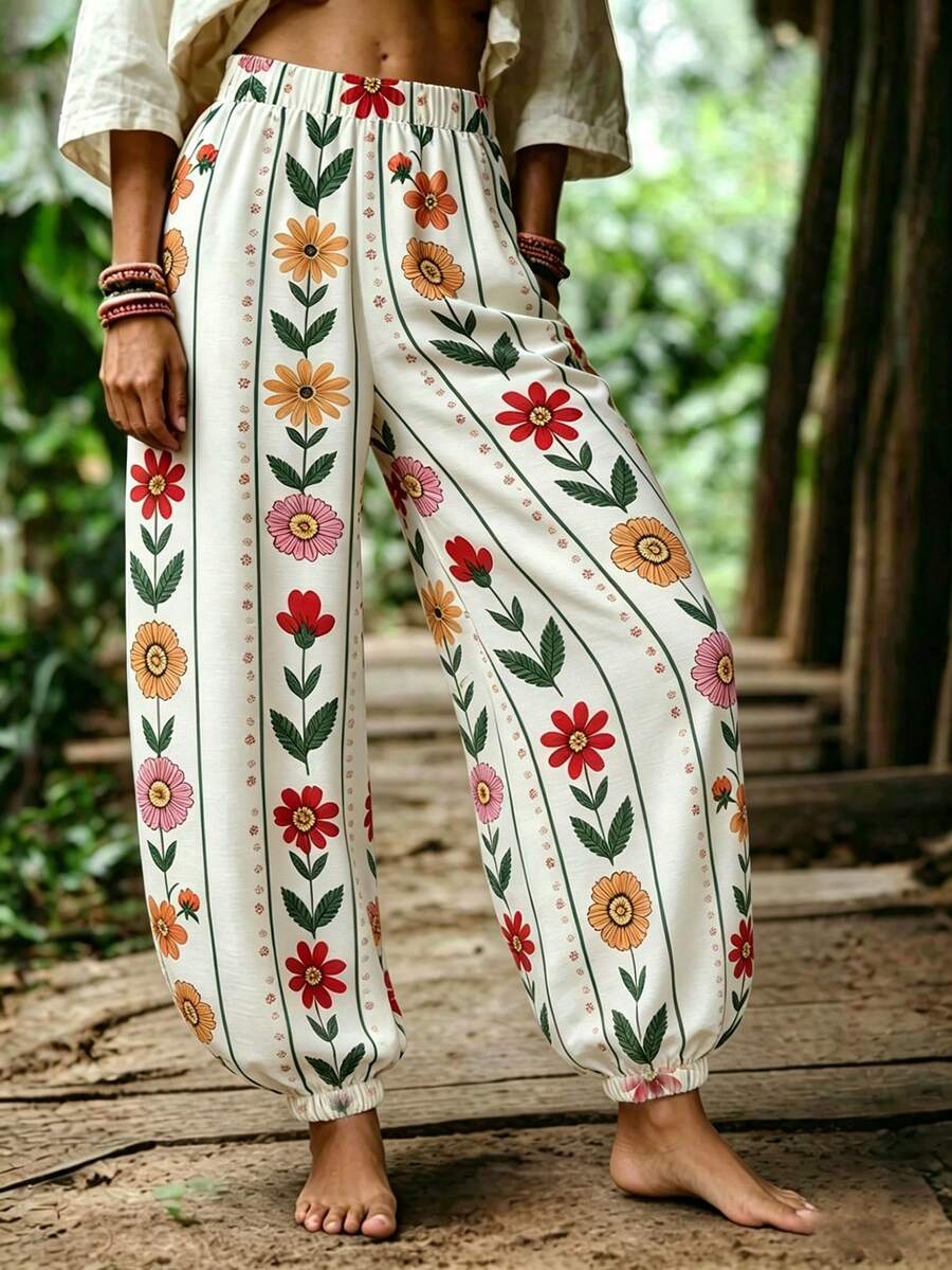 Balvessa Women's Printed Long Pants, Spring/Summer - Multicolor - View 1