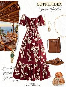 GlowEve CURVE Vestido rojo elegante y romántico de hombros descubiertos para mujer de talla grande, para verano - Rojo - Ver 7