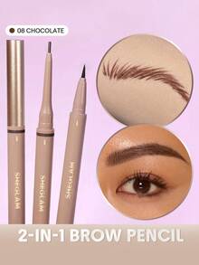 SHEGLAM Brows On Demand 二合一眉筆-巧克力防水液體眉筆防汗防油眉毛填充勾勒眉毛霜凝膠化妝品眉毛 - Chocolate - 查看 1