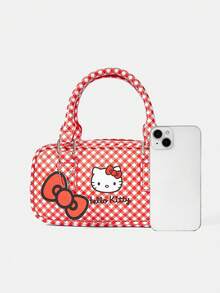 HELLO KITTY AND FRIENDS | SHEIN Tas Tangan Lucu dengan Liontin Pita Kotak-kotak Merah - Merah - View 3