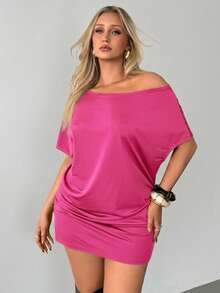 Auralis Vestidos de Festa Plus Size para Mulheres, Vestidos Casuais Pretos, Vestidos Ombro a Ombro, Vestidos Ombro Único, Vestidos de Outono para Mulheres, Vestidos Casuais, Vestidos Ombro a Ombro, Vestidos Pretos Curtos, Vestidos para Sair - Pink - Visão 3
