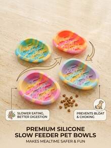PETSIN 1个宠物硅胶通用猫狗益智蛋碗，防滑慢食碗，防止噎食和翻倒， - 多色 - 查看 6