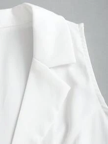Sweetra Áo khoác blazer không tay dành cho nữ mùa hè - trắng - Xem 5