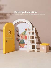 MINKOJA 1Pc Miniature Wooden Door, Ladder, Nordic Style Miniature Wooden Door, Suitable For Miniature Scene Decoration - Multicolor - View 15