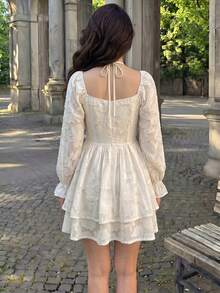 Modelyn Đầm dạ hội màu mơ, khoét eo, xếp ly, thích hợp cho kỳ nghỉ và tiệc tùng dành cho nữ. - Màu be - Xem 2