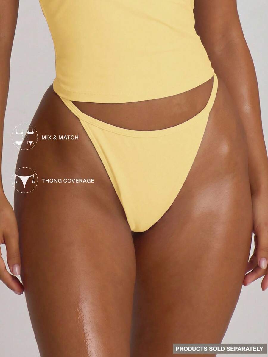 Musera Resort Braguitas de bikini con tirantes tipo tanga para vacaciones, verano y viajes a la playa - Amarillo claro - Ver 1