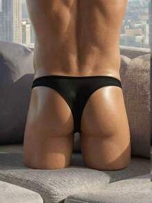 DrisQ DrisQ Men's Solid Color Sexy Thong With Circular Charm Decoration - Black - View 2