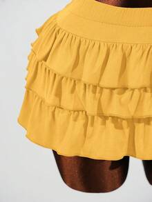 Lyxana Setelan Liburan Seksi Elegan, Atasan Model Halter Neck dengan Tali dan Rok 2 Potong - Kuning - View 3