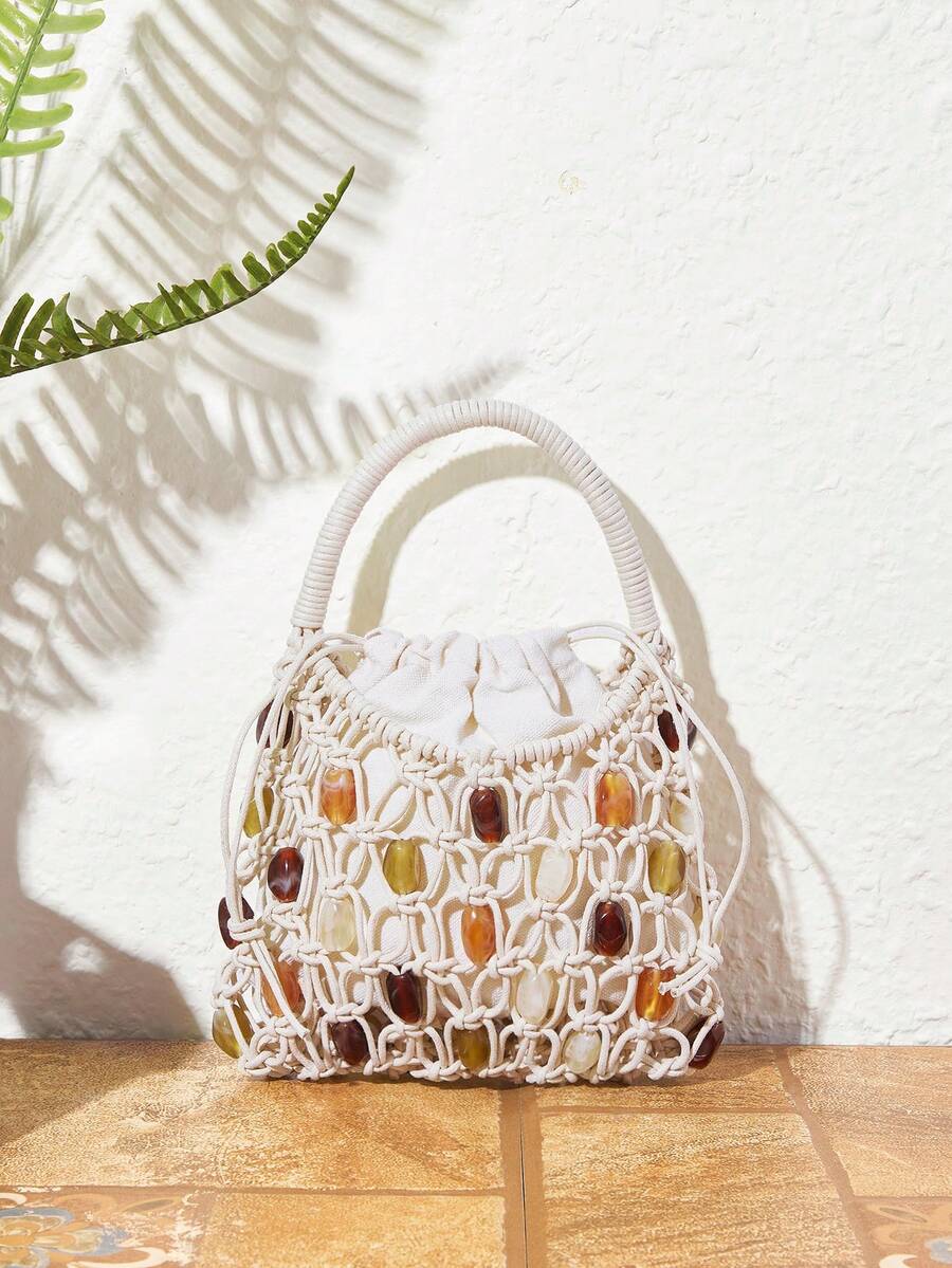 SHECARRY Ladies' Handbag, White, Fashionable, Elegant, Vacation, Party - Beige - View 1