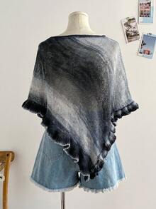 Soleia Chal de mujer talla grande en degradado de rosa, apto para todas las estaciones - Negro - Ver 3