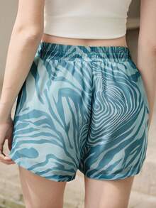 Aveloria Modichic Quần short kiểu dáng châu Âu và Mỹ mùa xuân/hè mới, chất liệu chiffon in kỹ thuật số, đa năng, cạp chun, thanh lịch, cổ điển, quần short họa tiết ngựa vằn xanh, quần short cạp chun có dây rút, quần short nữ dáng rộng, quần đi biển mùa hè, quần short thể thao ngoài trời, chất liệu chiffon nhẹ, quần short họa tiết động vật thời trang. - Nhiều màu - Xem 2