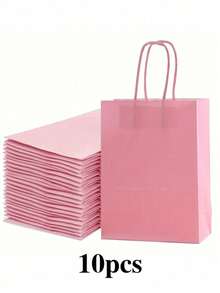 10/12/36pcs Pink Gift Bags - Suitable For Valentine's Day, Birthday, Wedding Etc. | Reusable Shopping & Take-Out Bags With Handles - Multicolor - View 10