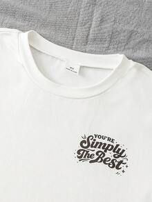 SHEIN Playful Pals 2件組 男童夏季休閒圖案印花圓領插肩袖上衣與條紋印花短褲，舒適時尚，適合戶外玩耍與日常穿著 - 彩色 - 查看 5