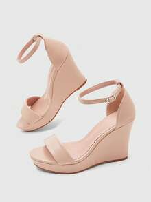 CUCCOO SZL Giày nữ tối giản, sandal đế xuồng quai ngang mắt cá chân, sandal mùa hè thanh lịch cho kỳ nghỉ hè, giày mùa hè cơ bản sang trọng, giày công sở thường ngày, giày công sở sành điệu, giày xuân, giày nghỉ xuân, giày lễ Phục sinh, giày mùa xuân - Màu nude - Xem 4
