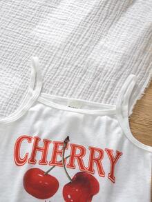Emery Rose Kids Emery Rose Kids 女童樱桃印花吊带背心和格子短裤套装 - 彩色 - 查看 12