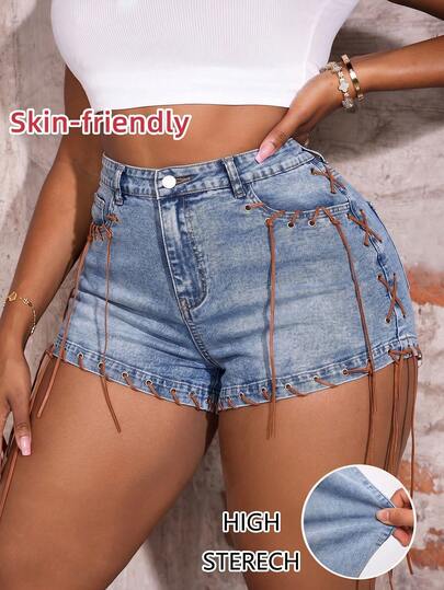 Slaydiva Shorts vaqueros casuales de talla grande para mujer con diseño de callosidad de maíz y bolsillos