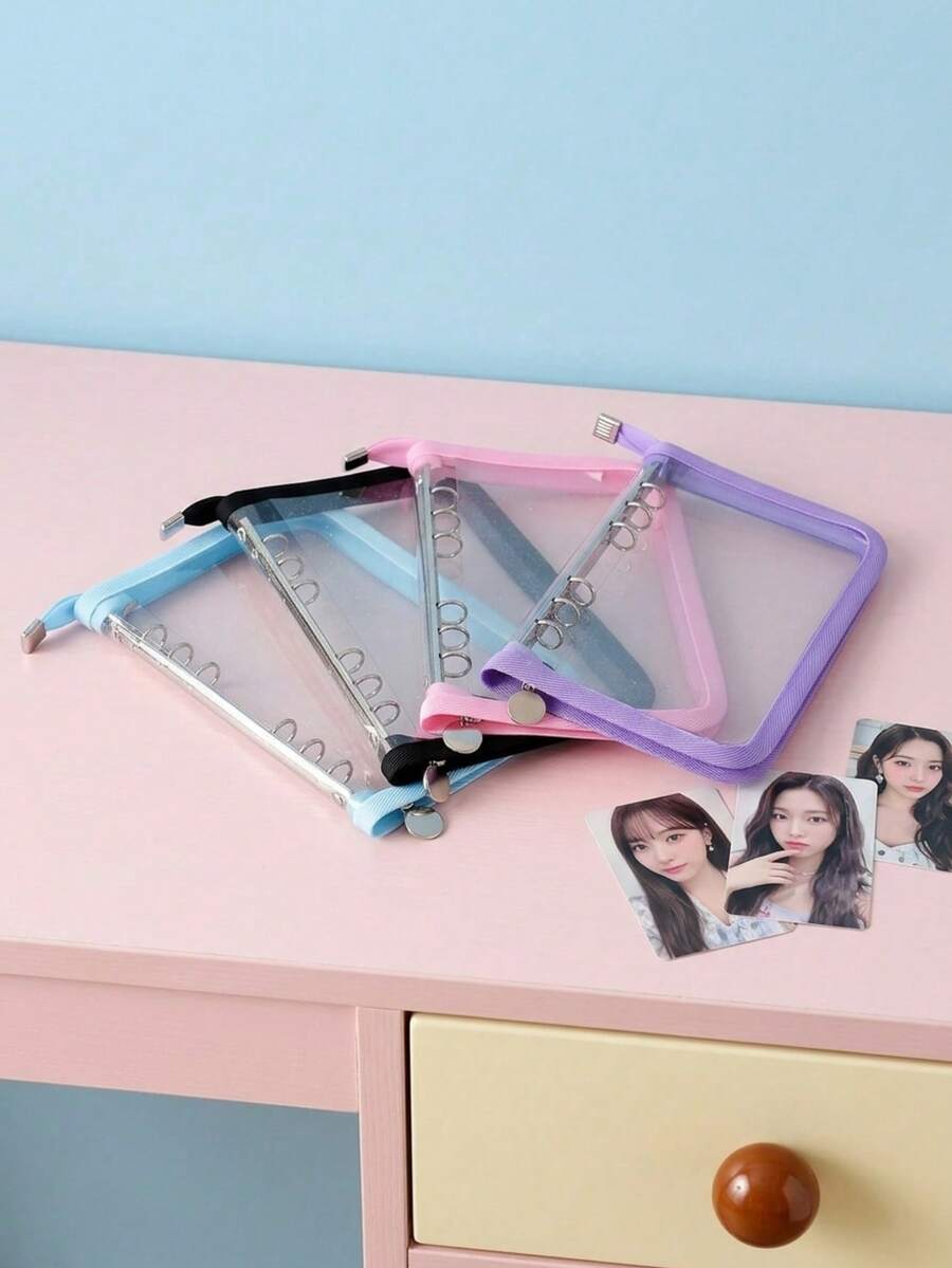 Joivida Bìa đựng tài liệu A6 hình ngôi sao, hộp đựng tài liệu cắt laser, sổ tay PVC 6 lỗ, túi zip A5, sổ kế hoạch, túi đựng album ảnh, hộp đựng trang sức nhỏ, album sticker. - Khóa kéo A6 - Xem 1
