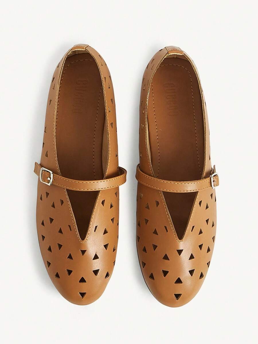 CUCCOO CHICEST Women's Skeleton, Buckle, Comfortable Flat Shoes - Brown - View 1