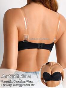 SHEIN Sexy Lace Bandeau Bra For Women - Black - View 2