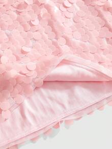 ROMWE Fairycore Plus Size Sequin Embellished Mini Skirt, Party Style Fall - Pink - View 4
