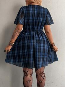 Whyspr Plus Size Spring/Summer Plaid Vacation Dress - Multicolor - View 2