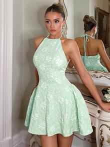 Glamine Charm French Elegant Minimalist Mint Green Woven Sleeveless Dress With Ruched Sides, Suitable For Banquets Wedding Party And Tea Parties Summer - Mint Green - View 4