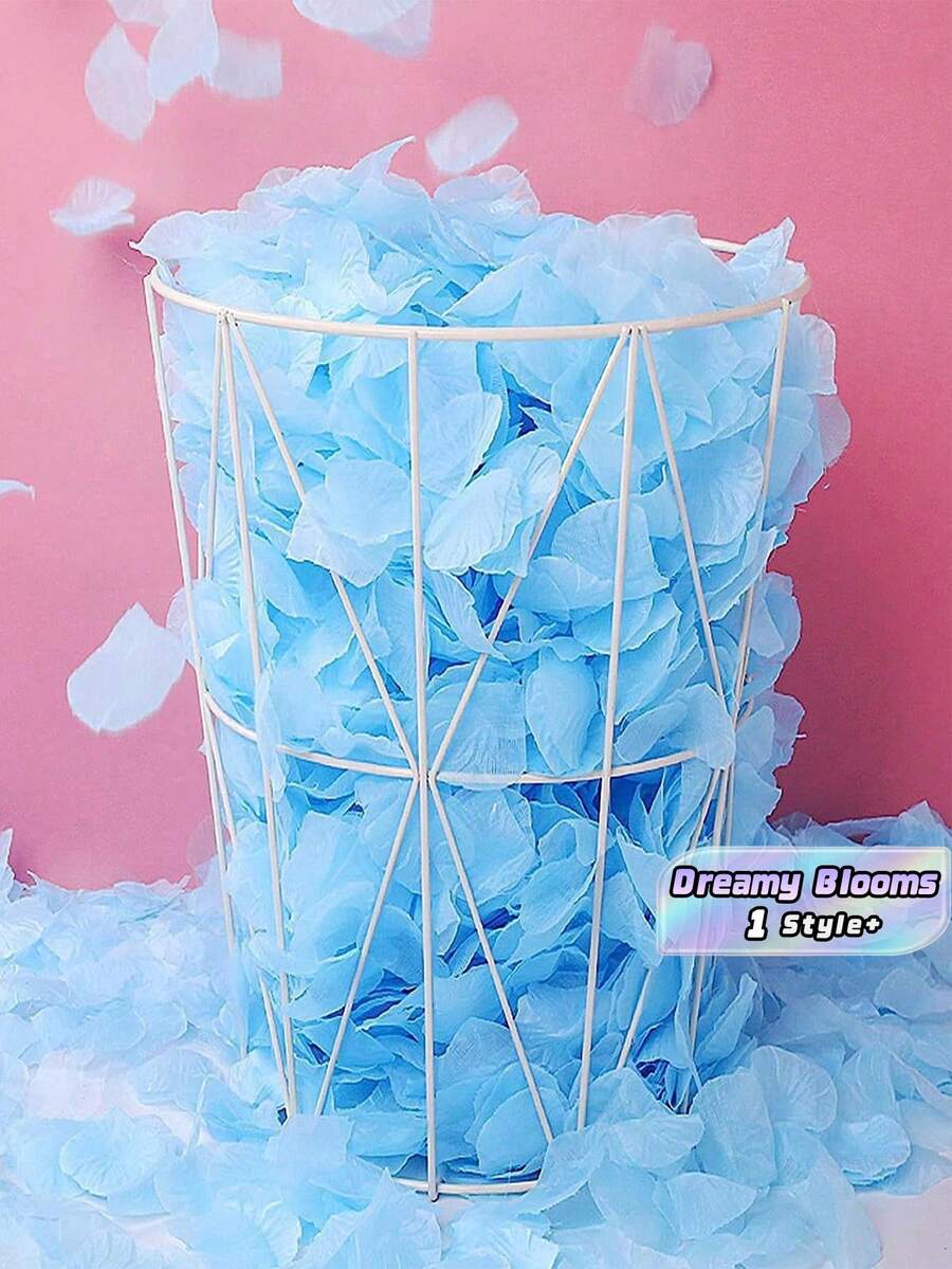1000pcs/Set Romantic Baby Blue Artificial Flower, Modern Faux Flower Petal For Party,Christmas - blue - View 1