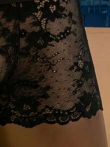 SHEIN DrisQ Ropa interior masculina sexy de encaje transparente y cintura baja - Negro - Ver 4