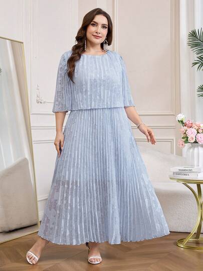 SHEIN Clasi Plus Size Women's Summer Elegant Pleated Chiffon Dress Summer,Spring,Summer Outfits ,Summer Clothes,Summer Holiday Outfits,Spring Outfit Women,Spring Clothing,Spring Women,Summer Dress,Spring Dress, Elegant Dresses For Women ,Elegant Dress For Women,Elegant Dresses,Elegant Dresses For Party ,Elegant Long Dress Luxury Evening Dresses For Women,Luxury Women's Jalabiya,Luxury Evening Dress For Women ,Luxury Evening Dresses For Weddings,Luxury Women's Abaya Wedding,Weddings,Events,Wedding,Summer Dress,Spring Dress Carnival,Carnival Costume,Carnival Women,Carnival Outfit,Carnival Women Look 2026,Fasching Women Costume ,Women Carnival Costume,Carnival Vacation Outfits Women,Holiday Outfits For Women,Summer Holiday Outfits,Vacation,Holiday ,Summer Vacation Outfits,Holiday Outfits Blue Dress Festa Junina